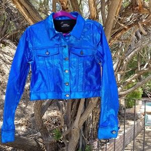 Electric royal Blue Metallic Jacket shiny Bright